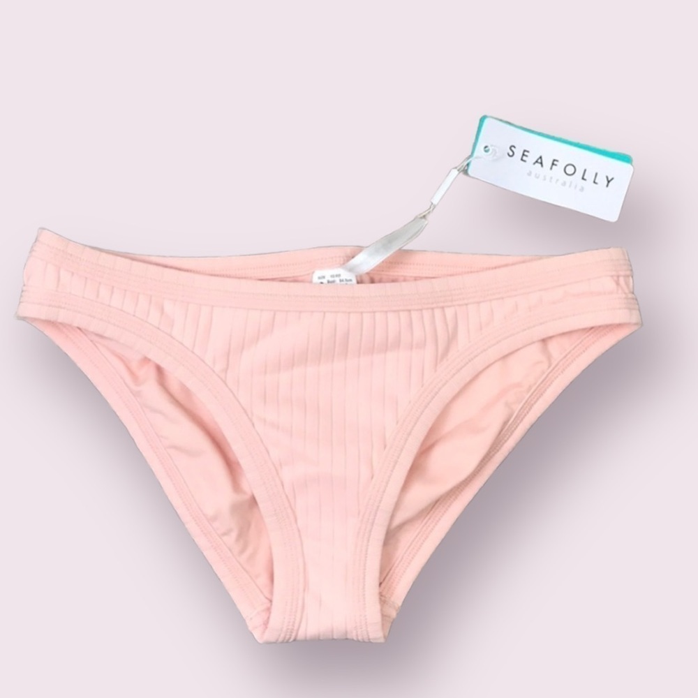 Seafolly rose pink ribbed hipster bikini bottom